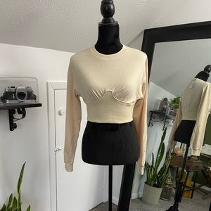 Cider XS Cropped Cream Long Sleeve